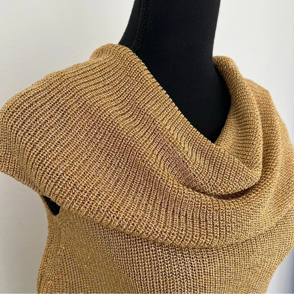 Linda Allard Ellen Tracy Gold Shimmer
Cowl Neck Sleeveless Sweater - Picture 3 of 10